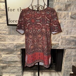 Paisley Print Short Sleeve Top Daniel Rainn Size S